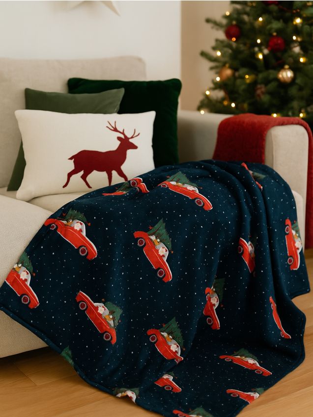 Sinsay - Deka s vianočnou potlačou - modrá