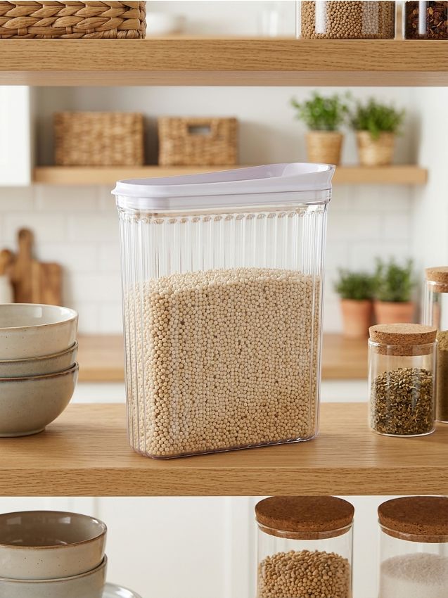 Sinsay - Recipient pentru alimente cu capac, cu striații - alb