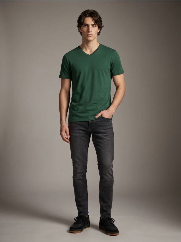 Sinsay - Tricou din bumbac basic - verde