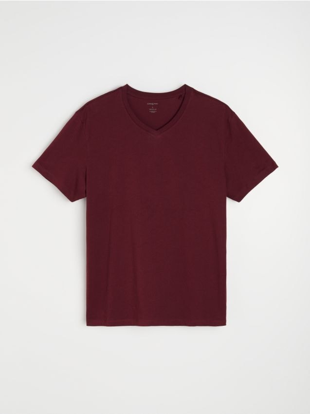 Sinsay - Tricou din bumbac basic - bordo