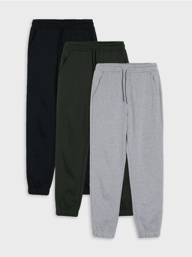 Sinsay - Set de 3 perechi de pantaloni sport jogger - negru