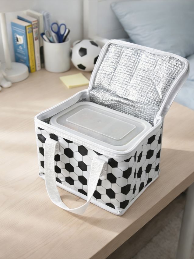 Sinsay - Geantă termoizolantă cu mânere și motiv de minge de fotbal - alb