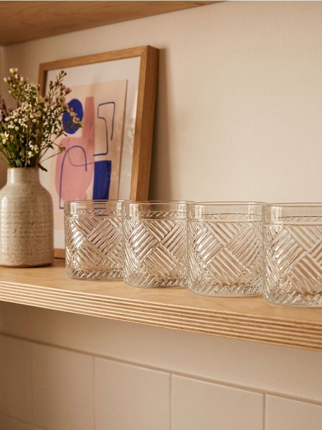 Sinsay - Pahare cu striații decorative 4 pack - clear
