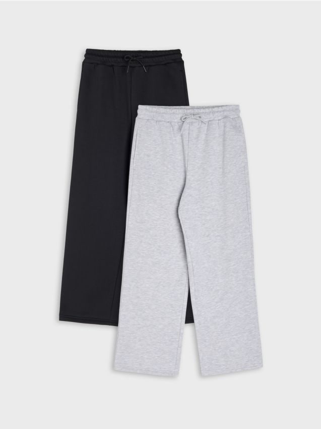 Sinsay - Pantaloni de trening straight leg 2 pack - gri deschis