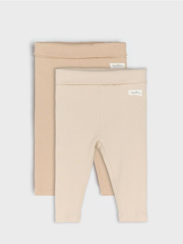 Sinsay - Pruhované legíny 2 balenie - béžová