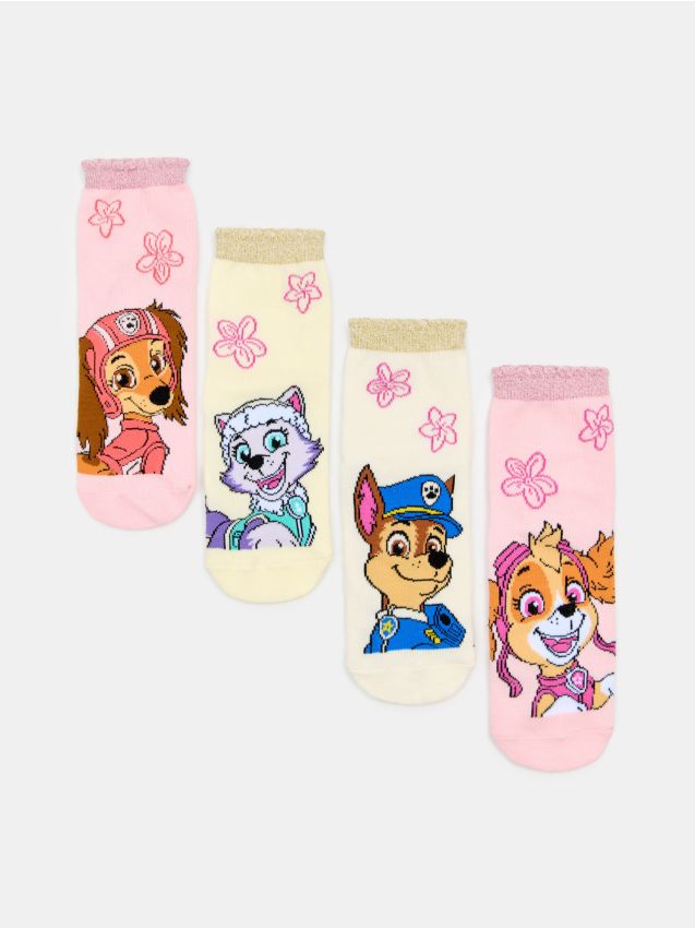 Sinsay - Șosete striate 4 pack PAW Patrol - roz-piersică