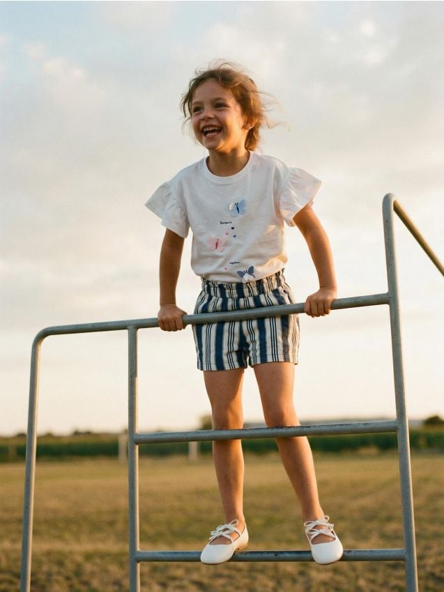 Sinsay - Bawełniane szorty w paski - wielobarwny