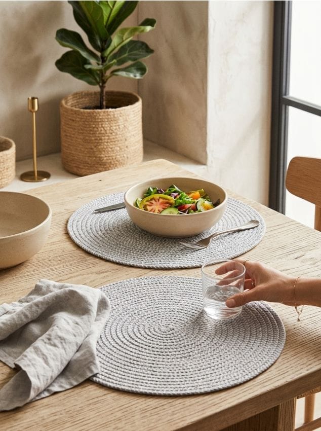 Sinsay - Suporturi de masă rotunde cu textură împletită 2 pack - gri deschis