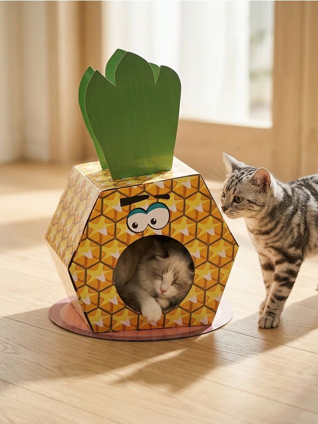 Tiragraffi per gatti a forma di ananas - giallo