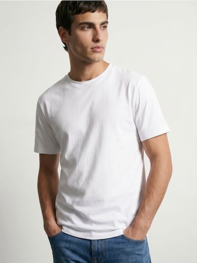 Бавовняна футболка slim fit з коротким рукавом