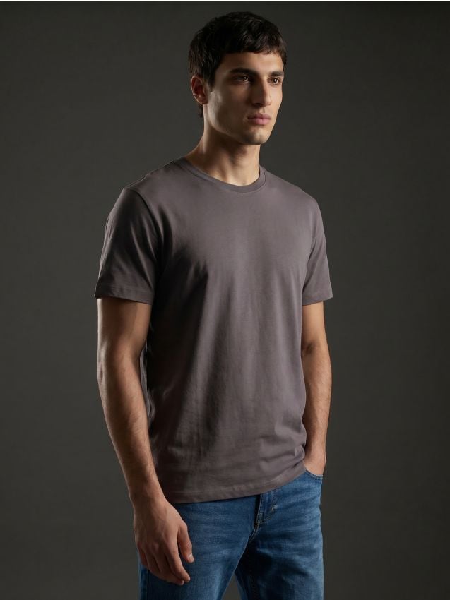 Sinsay - Tricou slim fit din bumbac cu mânecă scurtă - violet