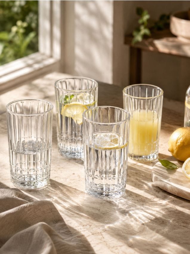 Sinsay - Pahare cu model în relief 4 pack - clear