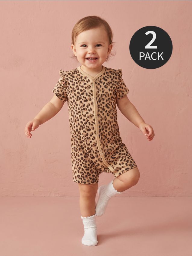 Sinsay - Salopete din bumbac cu volănașe decorative 2 pack - bej