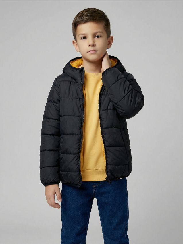 Sinsay - Geacă puffer matlasată cu glugă - negru