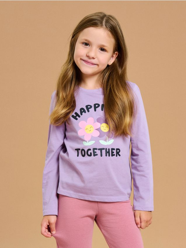 Sinsay - Tricou din bumbac cu imprimeu - albastru-violet