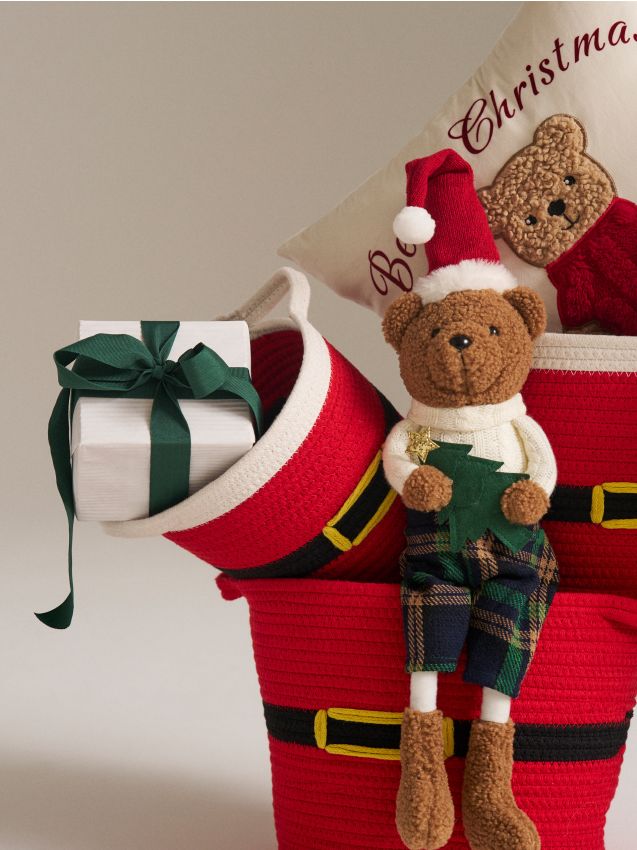 Sinsay - Vianočný úložný kôš s motívom obleku Santa Clausa - červená