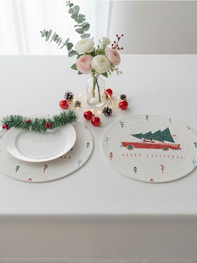 Sinsay - Vianočné podložky s motívom auta a stromčeka - viacfarebná