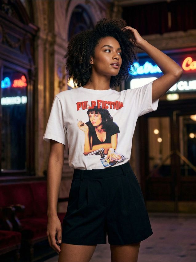 Sinsay - Tricou din bumbac cu imprimeu Pulp Fiction - alb
