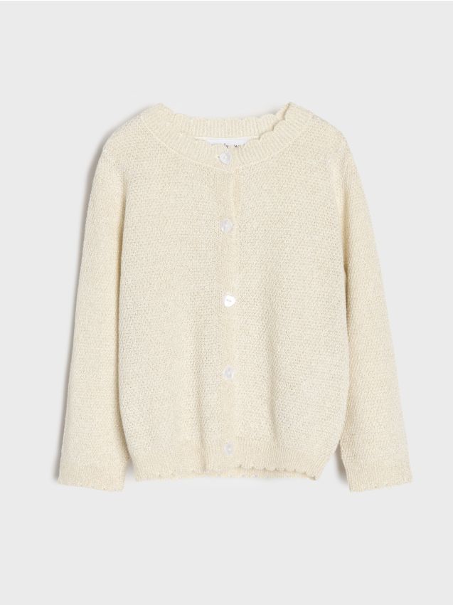Sinsay - Pulover din bumbac cu nasturi - crem