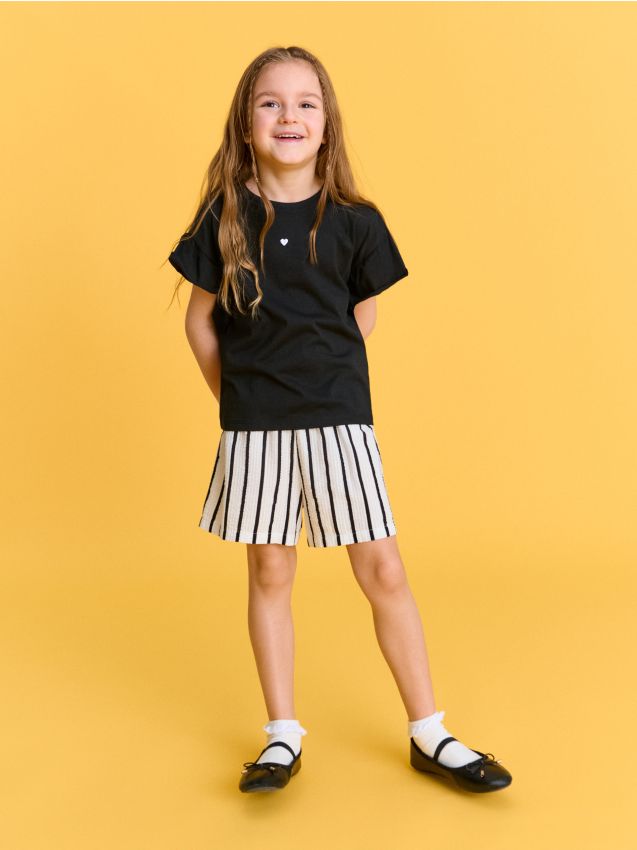 Sinsay - Pantaloni scurți pull-on din bumbac cu dungi - multicolor