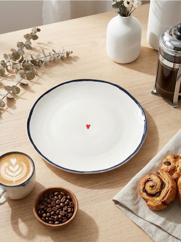 Sinsay - Farfurie ceramică cu imprimeu - alb