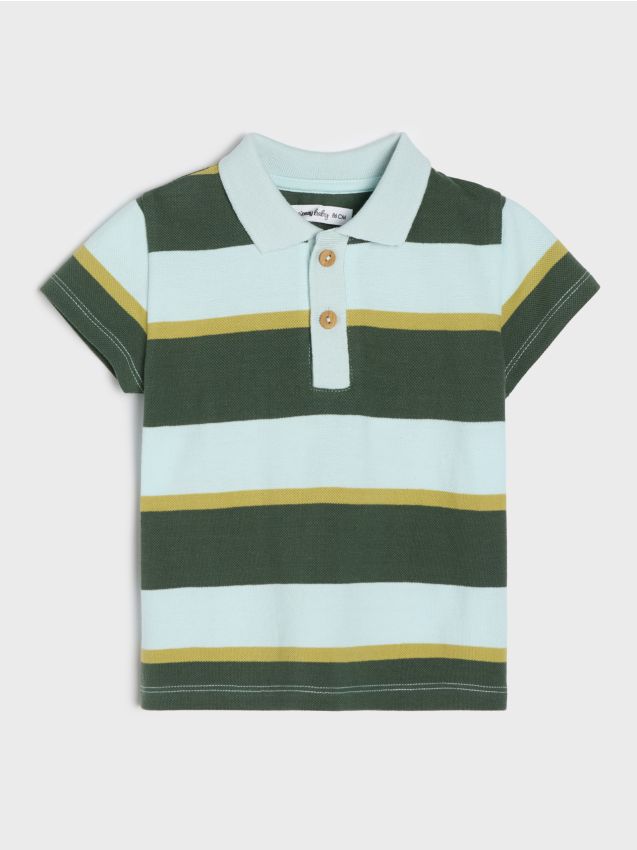 Sinsay - Tricou polo din bumbac în dungi - multicolor