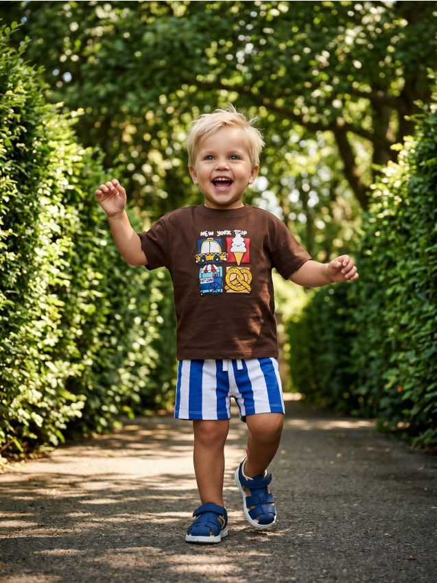 Sinsay - Set din bumbac: tricou și pantaloni scurți - multicolor