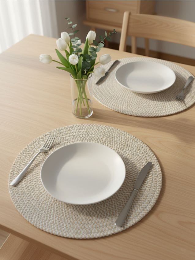 Sinsay - Suporturi de masă împletite, set de 2 - bej