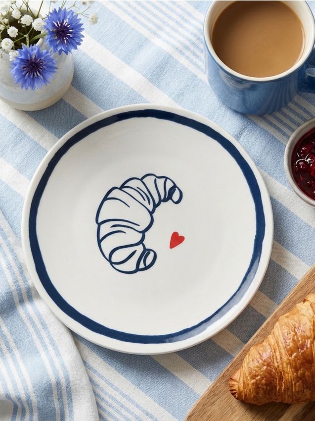 Sinsay - Farfurie ceramică cu imprimeu - alb