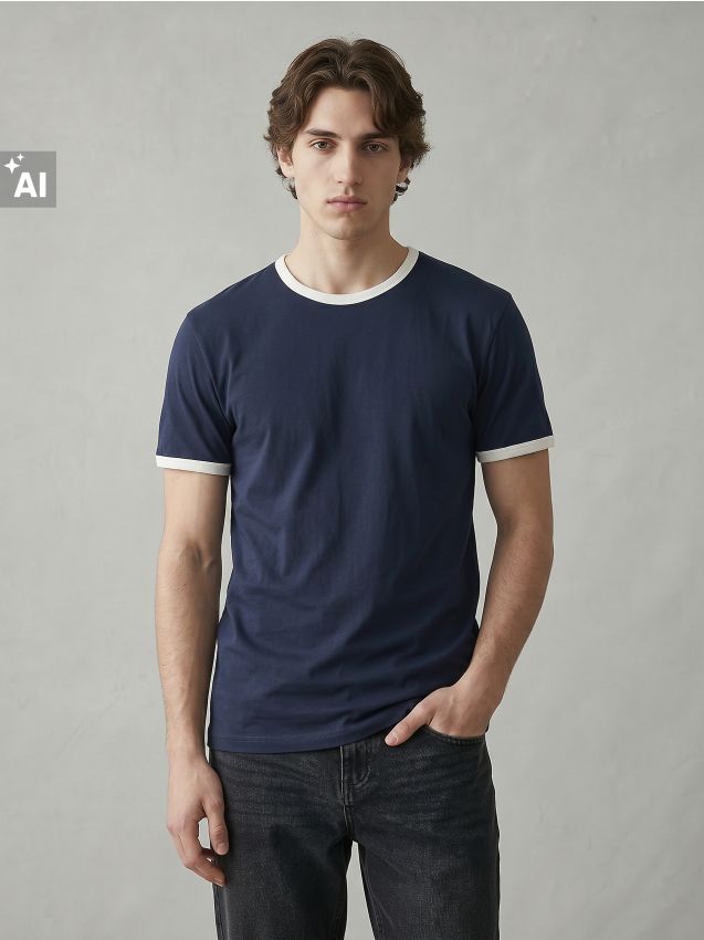 Sinsay - Tricou din bumbac basic - bleumarin