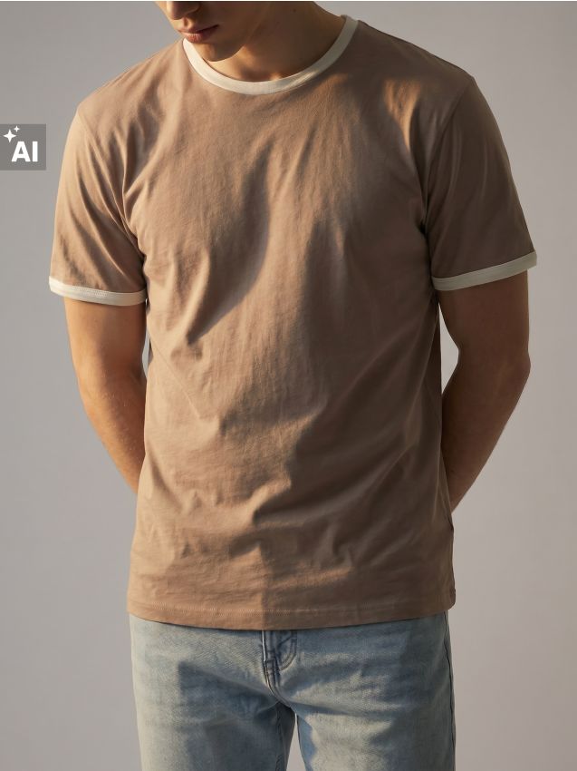 Sinsay - Tricou din bumbac basic - bej