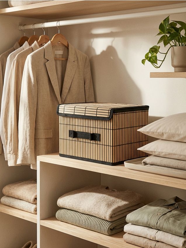 Cesto pieghevole con coperchio - beige