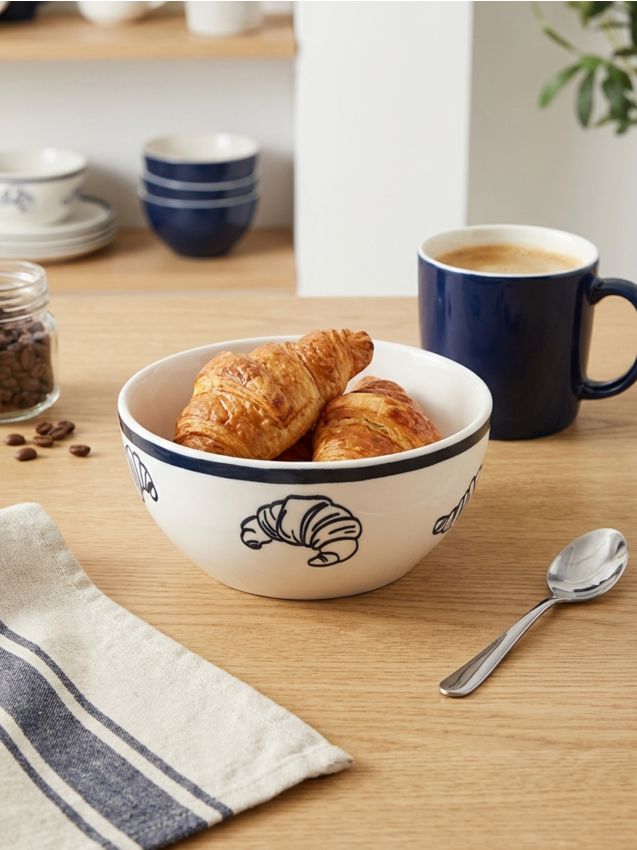 Sinsay - Bol ceramic cu motiv de croissante - alb