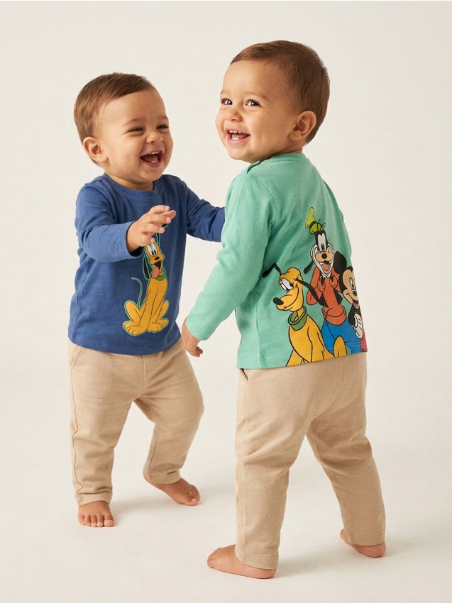 Sinsay - Tricou din bumbac cu imprimeu 2 pack Mickey Mouse - verde-deschis