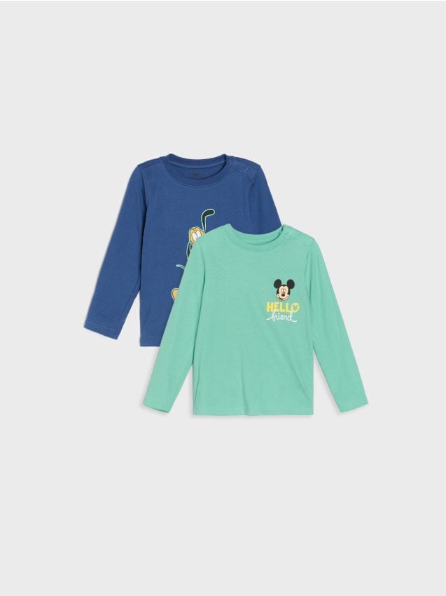 Sinsay - Tricou din bumbac cu imprimeu 2 pack Mickey Mouse - verde-deschis