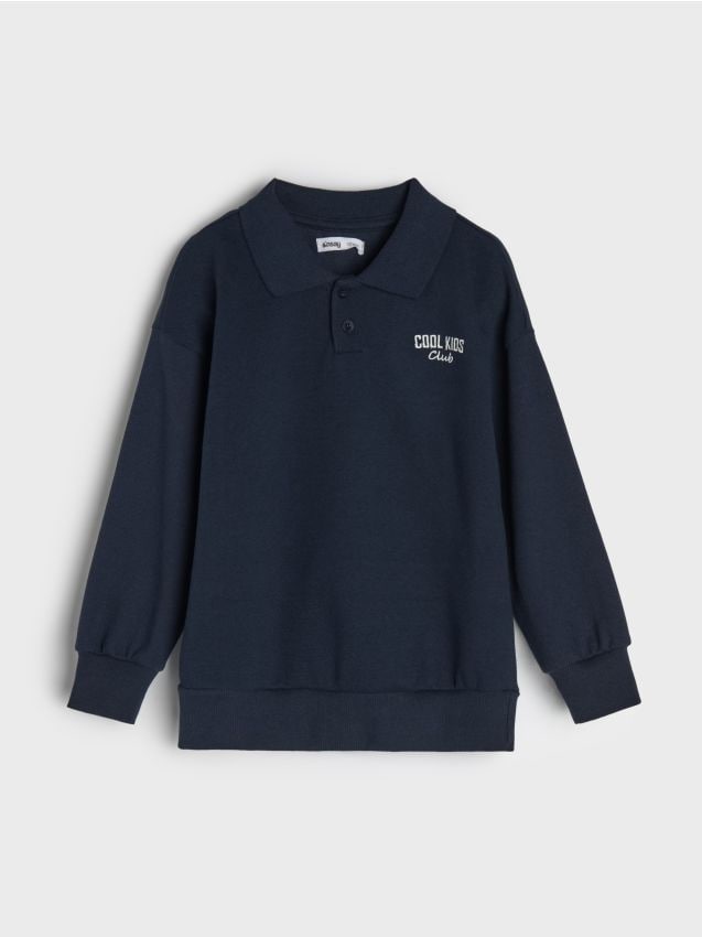 Sinsay - Bluză polo din bumbac - bleumarin