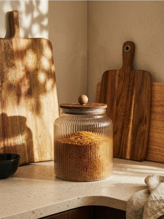 Sinsay - Borcan striat pentru alimente cu capac - alb