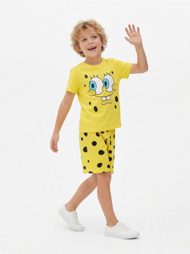 Sinsay - Pijama din bumbac din două piese SpongeBob - galben
