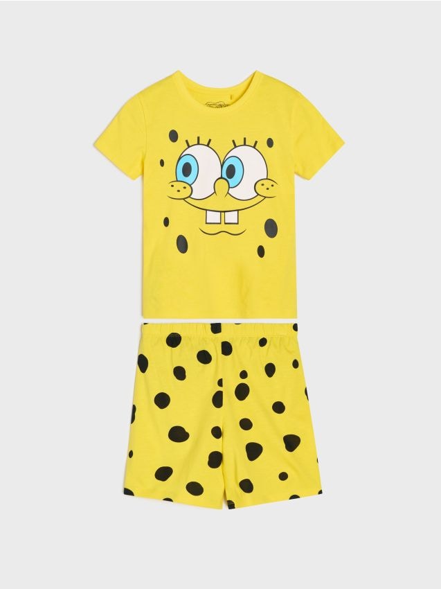 Sinsay - Bawełniana piżama dwuczęściowa SpongeBob - żółty