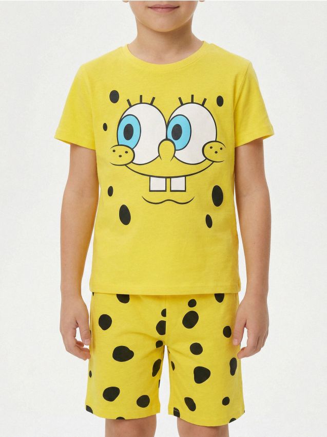 Sinsay - Pijama din bumbac din două piese SpongeBob - galben