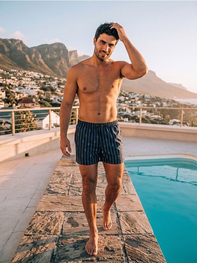 Pantaloncini da bagno con motivo marinaro - blu scuro