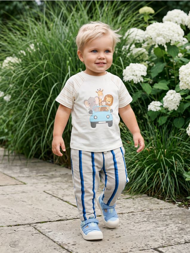 Sinsay - Pantaloni din bumbac în dungi - multicolor