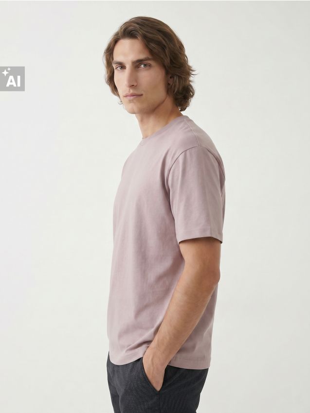 Sinsay - Tricou din bumbac comfort - roz-pastel