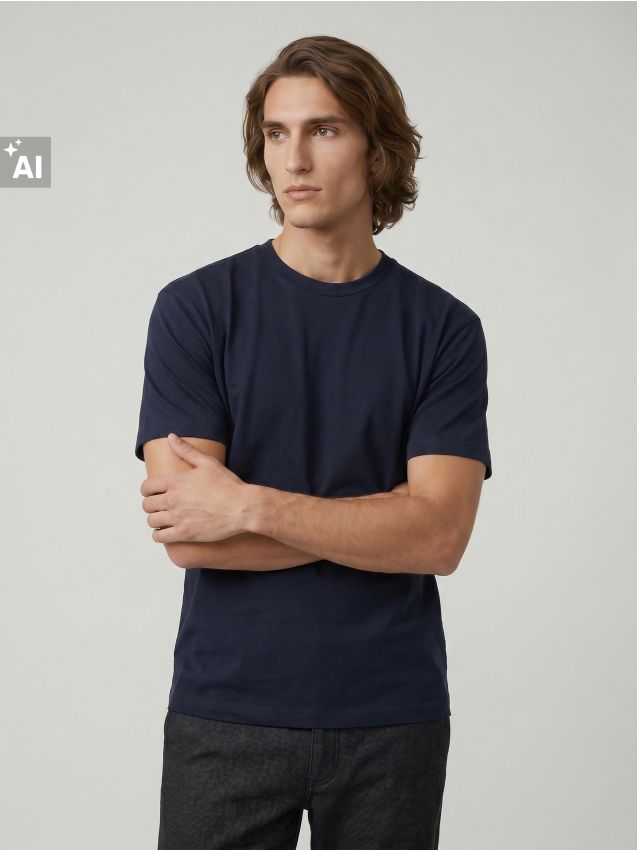 Sinsay - Tricou din bumbac comfort - bleumarin