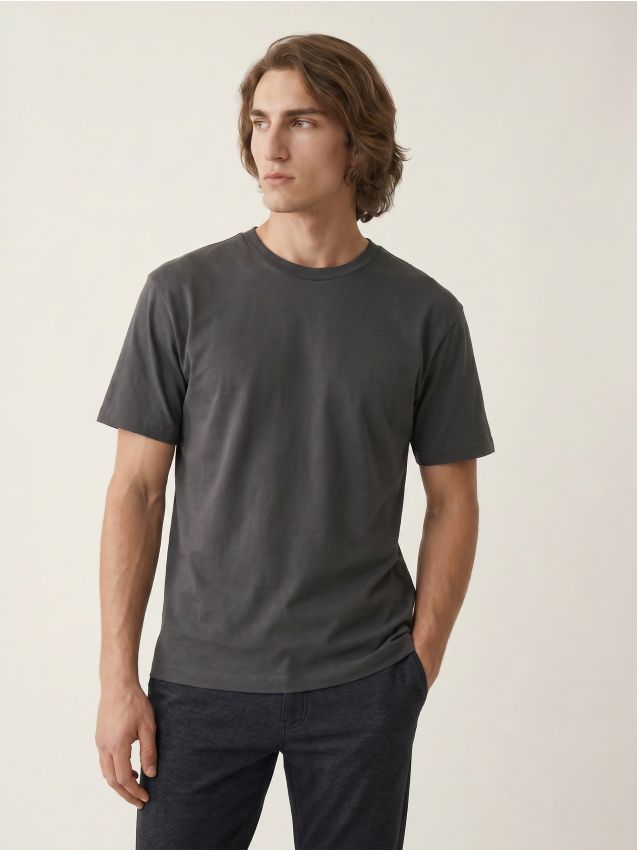 Sinsay - Tricou din bumbac comfort - negru-antracit