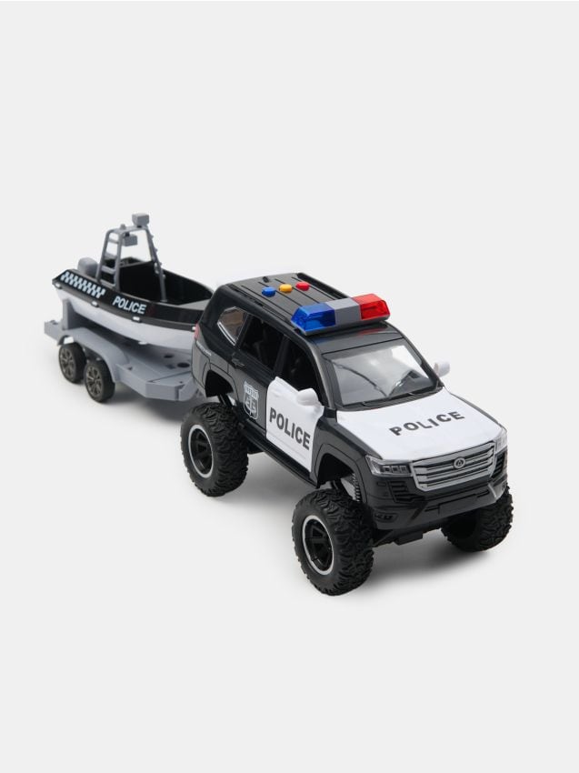 Sinsay - Policajný set: Terénne vozidlo s prívesom a loďou - viacfarebná