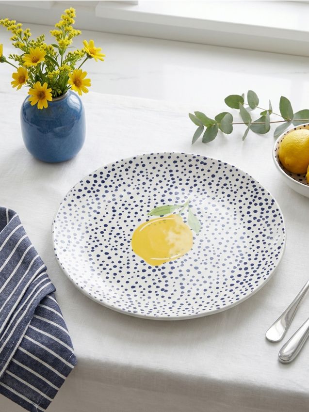 Sinsay - Farfurie ceramică cu imprimeu - galben