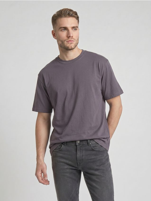Sinsay - Tricou din bumbac loose fit cu mânecă scurtă - violet