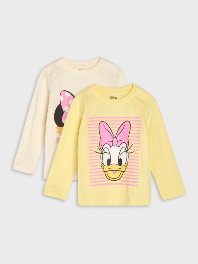 Sinsay - Tricou din bumbac cu imprimeu 2 pack Minnie and Daisy - crem