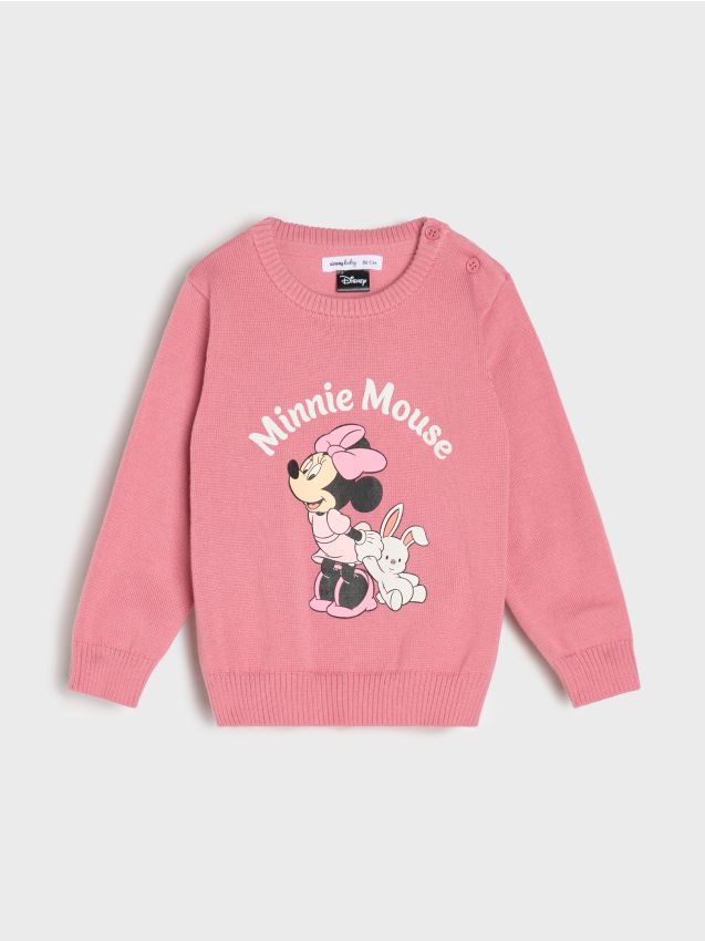 Sinsay - Pulover Minnie Mouse - roz-pastel